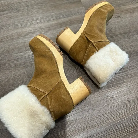 MIA Jildie Rust Suede Leather Shearling Lined Heel Boots