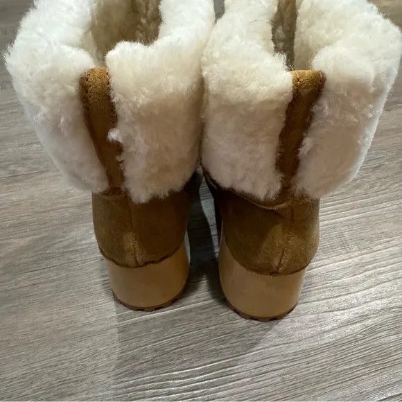 MIA Jildie Rust Suede Leather Shearling Lined Heel Boots