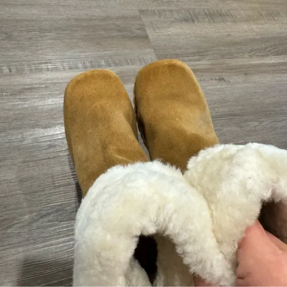 MIA Jildie Rust Suede Leather Shearling Lined Heel Boots