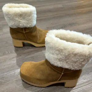MIA Jildie Rust Suede Leather Shearling Lined Heel Boots