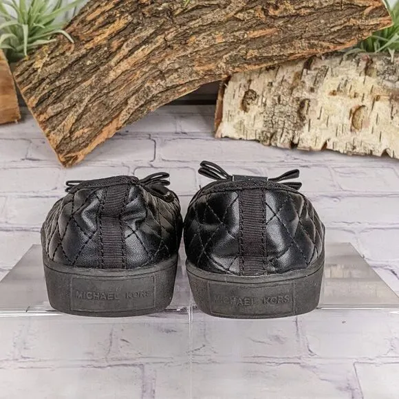 Michael Kors Cali Tracie Black Moc Logo Quilted Flats