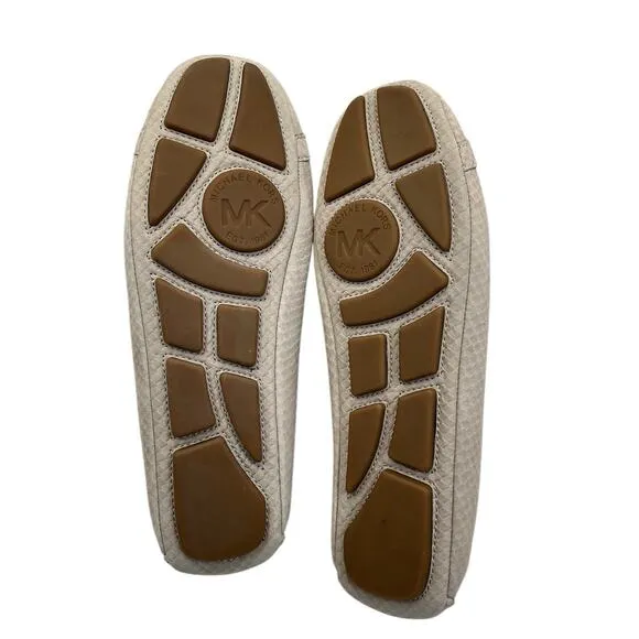 Michael Kors Leather Flats Loafer Driving Shoe Logo Size 8 Tan/cream