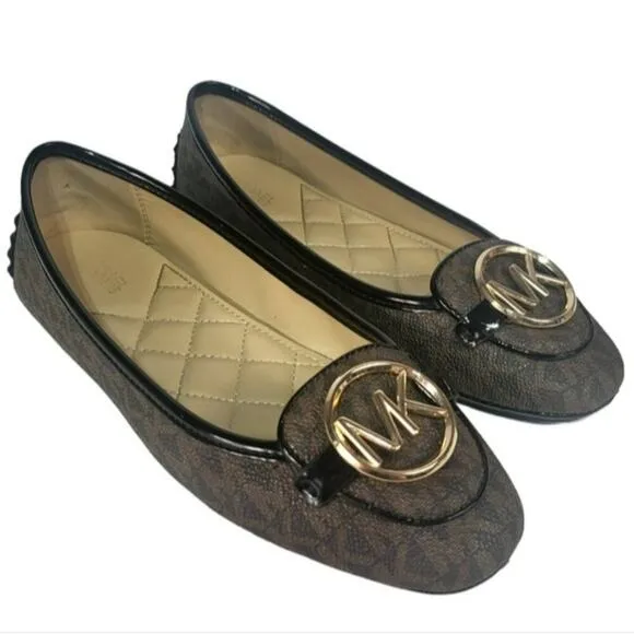 Michael Kors Lillie Moccasin Flats Brown Logo 5.5