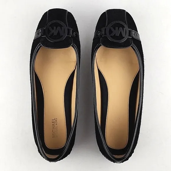 Michael Kors Women's Black Suede Leather Ballet Flats Loafer Square Toe Size 8M