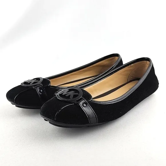Michael Kors Women's Black Suede Leather Ballet Flats Loafer Square Toe Size 8M