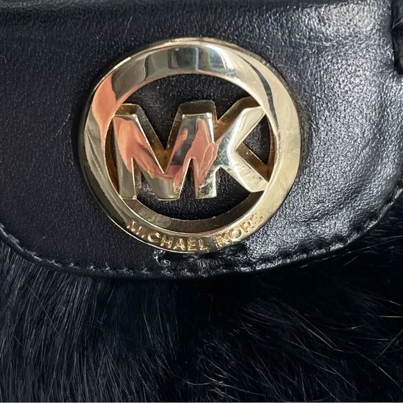 Michael Michael Kors Leather Hawthorne Shearling/Leather Fur Cuff Boot