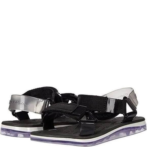 Mini Melissa Kids Papete Rider Black White Sandals Size 2 Girls