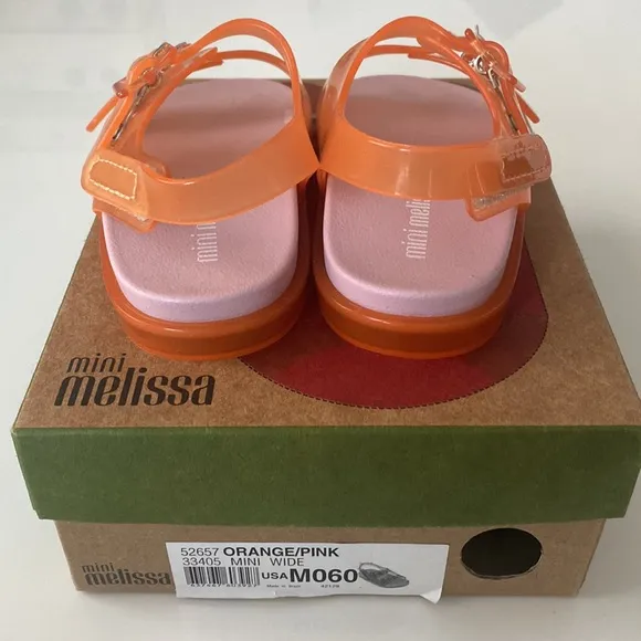 Mini Melissa Orange/Pink Sandals Toddler Size 6