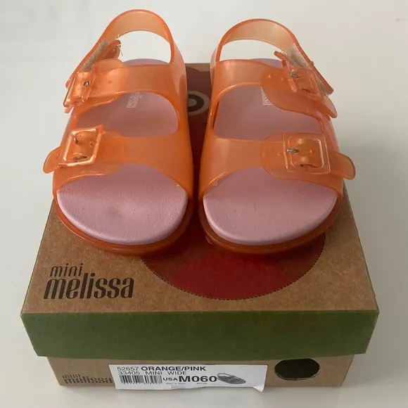 Mini Melissa Orange/Pink Sandals Toddler Size 6