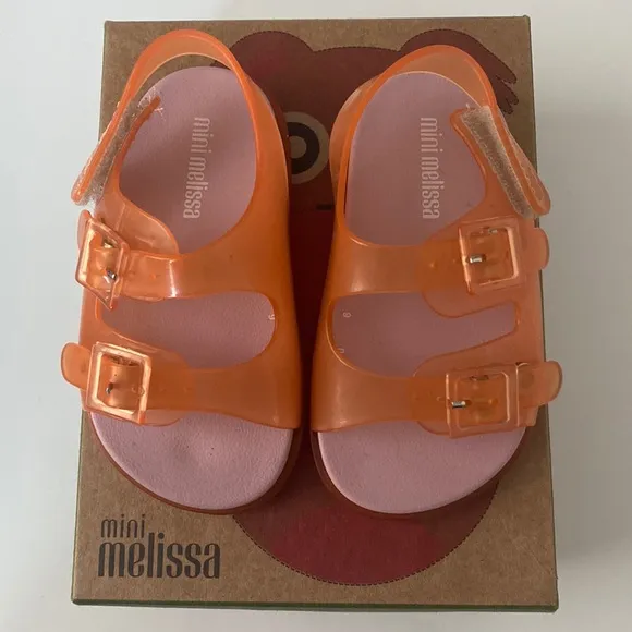 Mini Melissa Orange/Pink Sandals Toddler Size 6