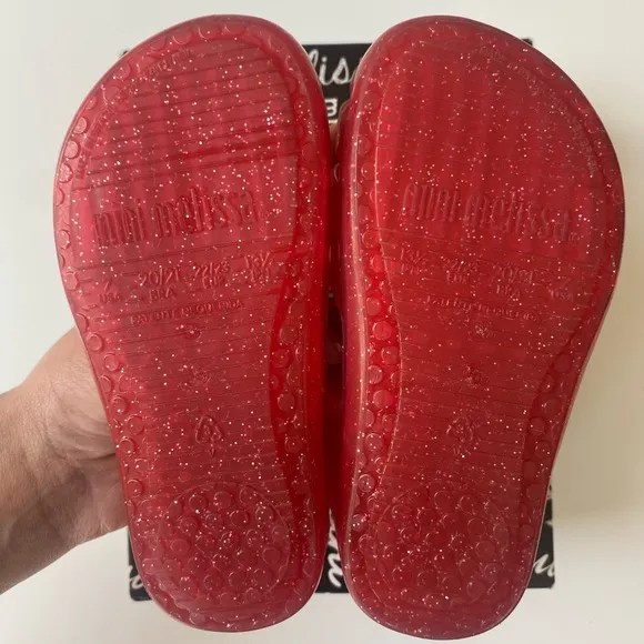 Mini Melissa Pink and Orange Glitter Sandals Toddler Size 7