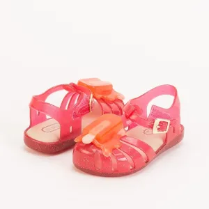 Mini Melissa Pink and Orange Glitter Sandals Toddler Size 7