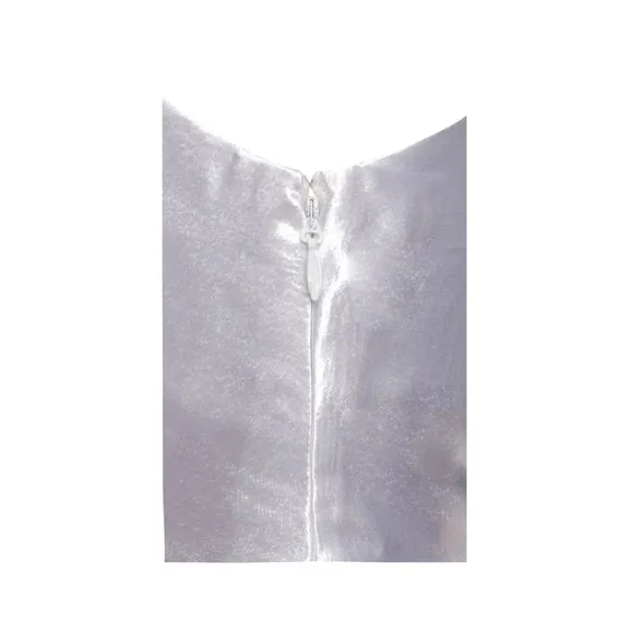 Miss circle white drawstring tie side, slit satin silky bridal midi dress