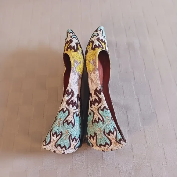 Missoni Multi Color Lace Overlay Pointy Toe Flats