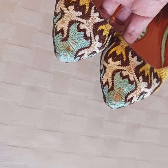 Missoni Multi Color Lace Overlay Pointy Toe Flats
