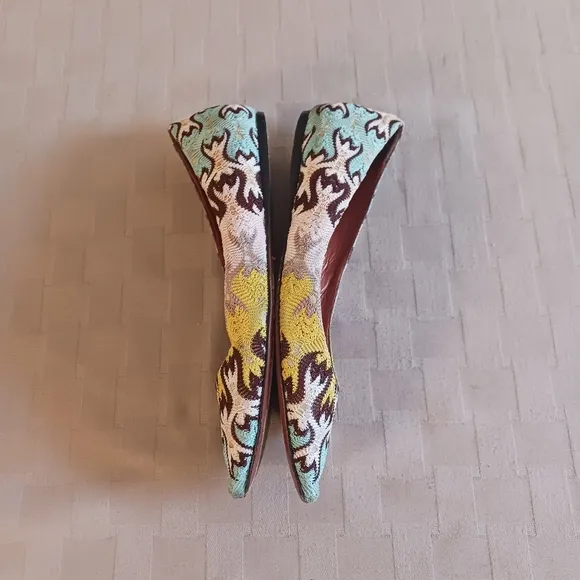 Missoni Multi Color Lace Overlay Pointy Toe Flats