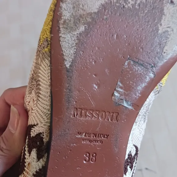 Missoni Multi Color Lace Overlay Pointy Toe Flats