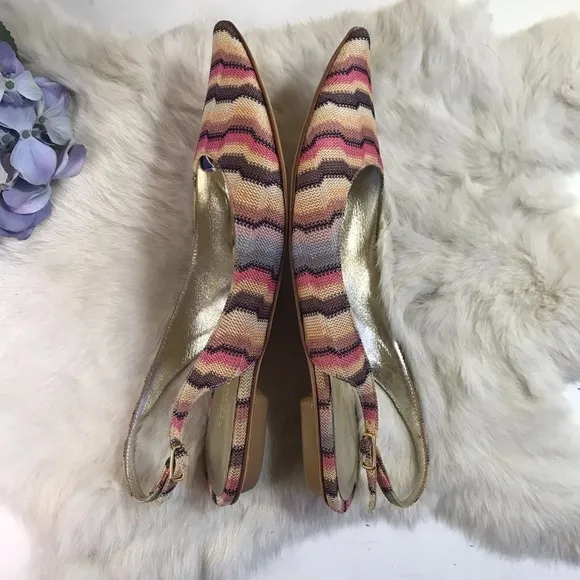 Missoni Womens Knit Slingback Ballet Flats Pointed Toe EU 37 / 7
