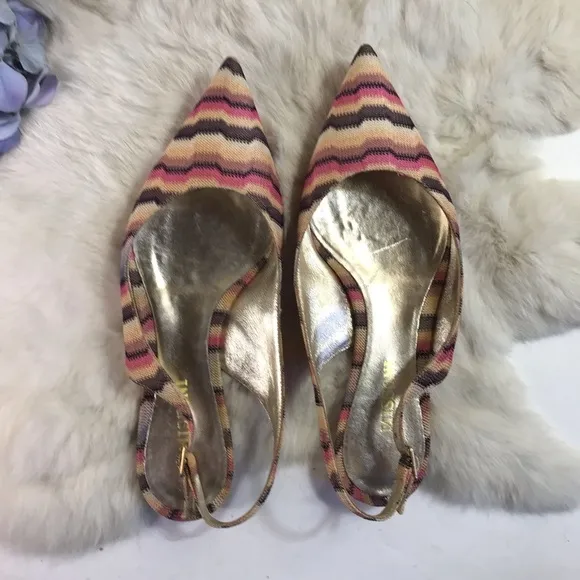 Missoni Womens Knit Slingback Ballet Flats Pointed Toe EU 37 / 7