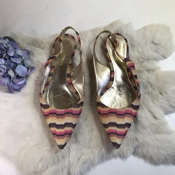 Missoni Womens Knit Slingback Ballet Flats Pointed Toe EU 37 / 7
