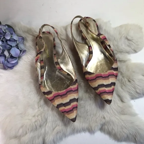 Missoni Womens Knit Slingback Ballet Flats Pointed Toe EU 37 / 7