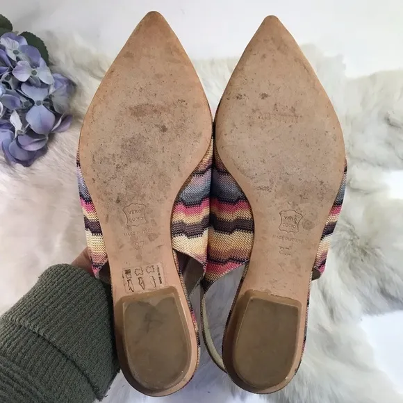 Missoni Womens Knit Slingback Ballet Flats Pointed Toe EU 37 / 7