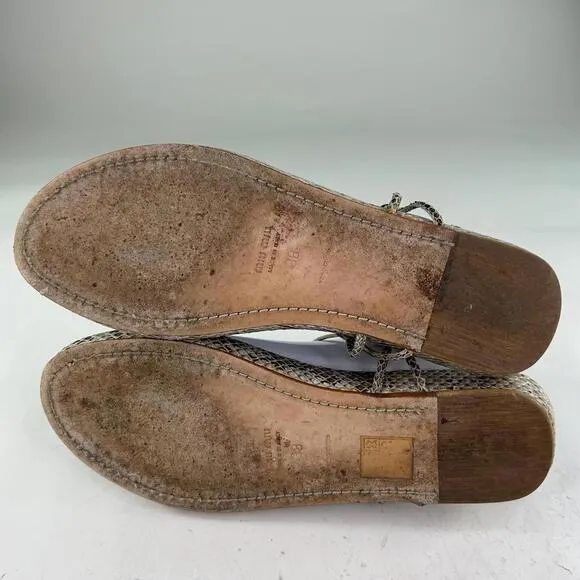 Miu Miu Genuine Water Snakeskin Flat T-Strap US 7.5 Made In Italy Thong Sandals