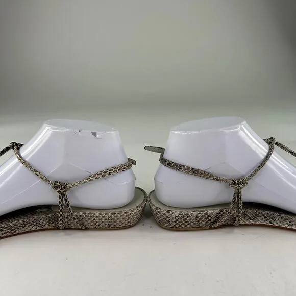 Miu Miu Genuine Water Snakeskin Flat T-Strap US 7.5 Made In Italy Thong Sandals