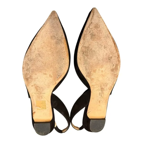 MM Lafleur Black Suede Frederica Slingback Flats sz 7.5