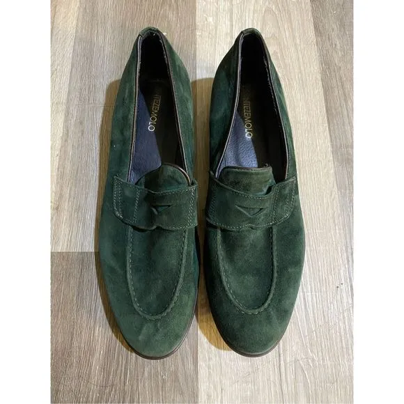 Montezemolo Green Suede Leather Loafers, Size EU 41 / Men's 8.5, MSRP $215