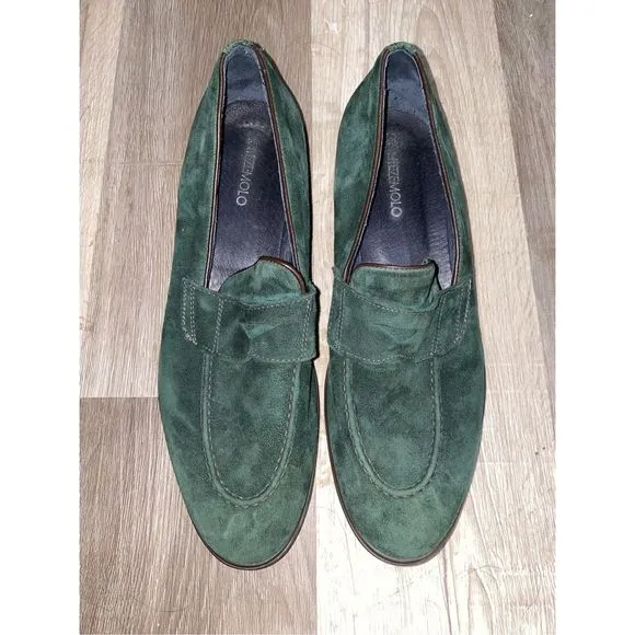 Montezemolo Green Suede Leather Loafers, Size EU 41 / Men's 8.5, MSRP $215