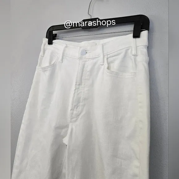 Mother Denim The Hustler Ankle Fray Jeans White