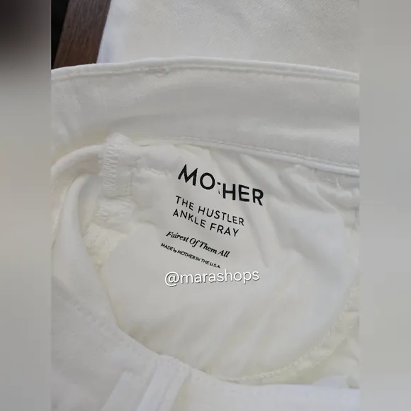 Mother Denim The Hustler Ankle Fray Jeans White