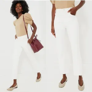Mother Denim The Hustler Ankle Fray Jeans White