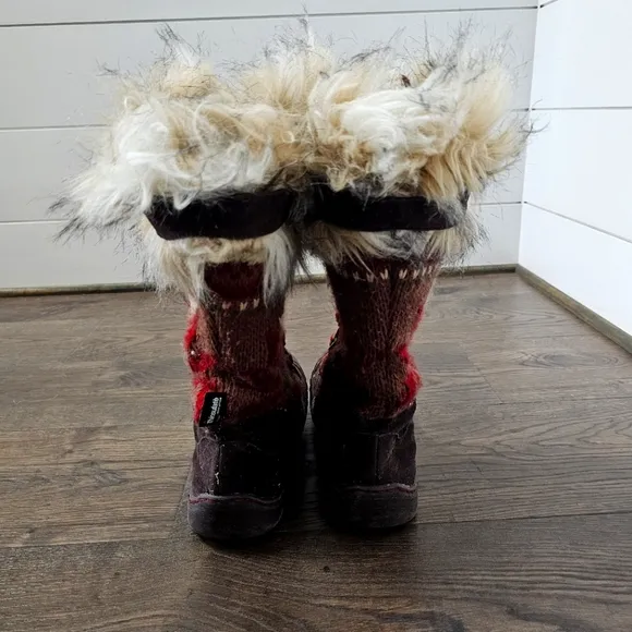 Muk Luks Mid Calf Fuzzy Boots Women's Knit MukLuks Gwen Thinsulate Tall Sz 6