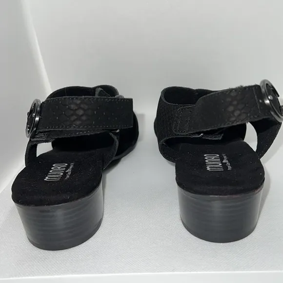 MUNRO Jenny Black Lizard print Nubuck sandals Sz 11 N New
