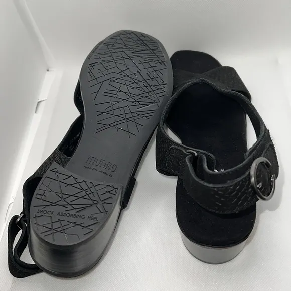 MUNRO Jenny Black Lizard print Nubuck sandals Sz 11 N New