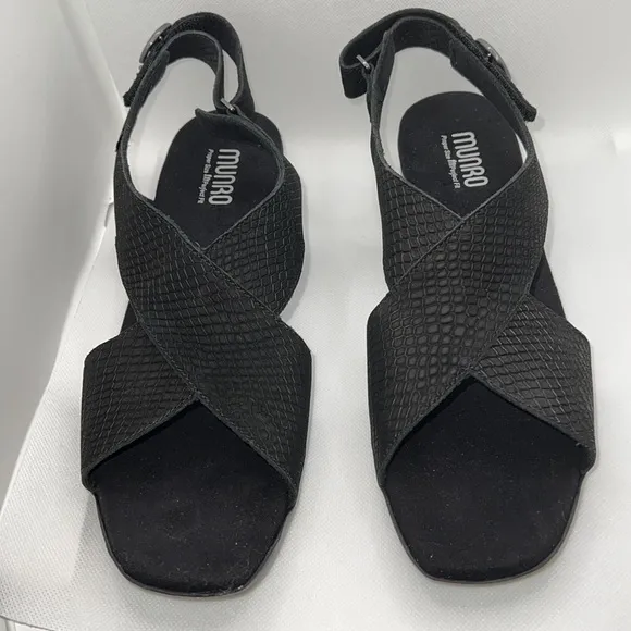 MUNRO Jenny Black Lizard print Nubuck sandals Sz 11 N New
