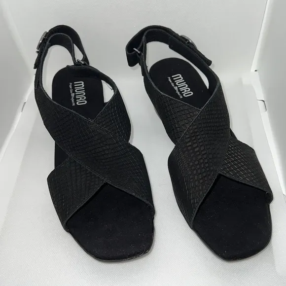 MUNRO Jenny Black Lizard print Nubuck sandals Sz 11 N New