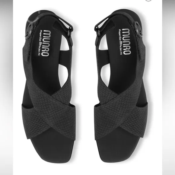 MUNRO Jenny Black Lizard print Nubuck sandals Sz 11 N New