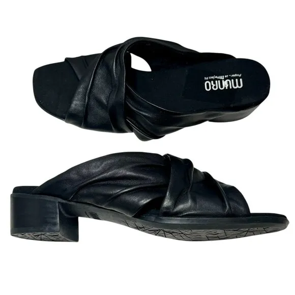 MUNRO Lee Soft Leather Slide Sandals size 9 W Wide NEW $190