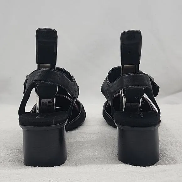 MUNRO WALLIS OPEN SQUARE TOE BLOCK HEEL T-STRAP SANDALS SIZE 9.5W NWOB