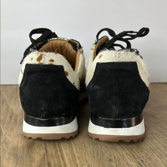 MYRA Swift Black and Brown/Cow Print Sneakers | 8