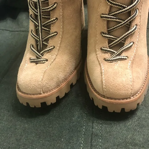 Naina Suede &amp; Faux Shearling Boots Sandstone sz 7