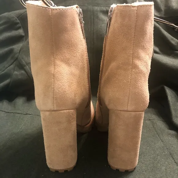 Naina Suede &amp; Faux Shearling Boots Sandstone sz 7