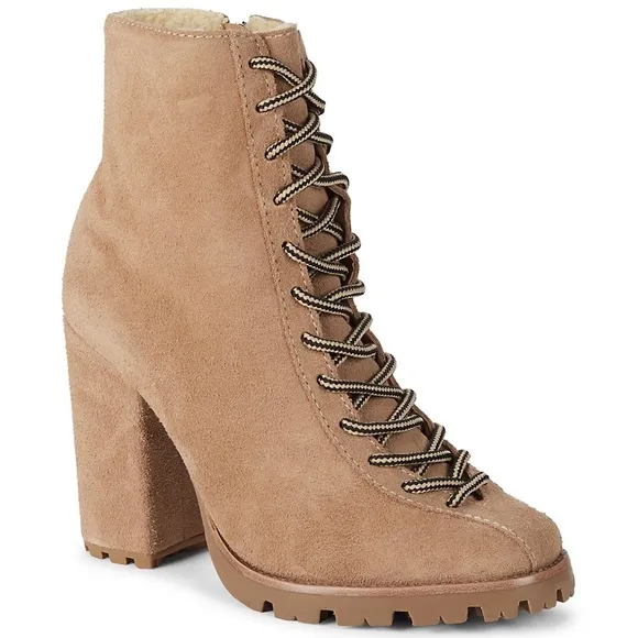 Naina Suede &amp; Faux Shearling Boots Sandstone sz 7