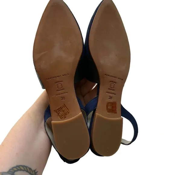 Nantucket Sole Leather Slingback Flats 8