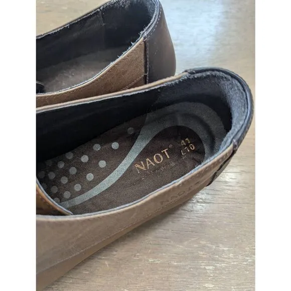 Naot Kedma Oxford Loafers women's 41 US10 brown tan lace up preppy academia