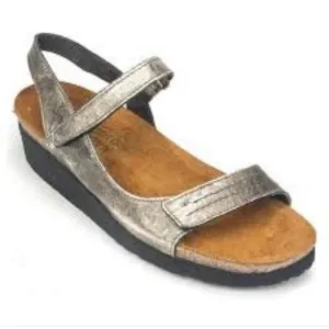 Naot Madison Metallic Genuine Leather Sandals Adjustable Velcro Straps Size 8.5