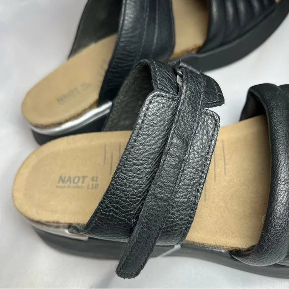 Naot Vesta Leather Sandal in Black Size 10